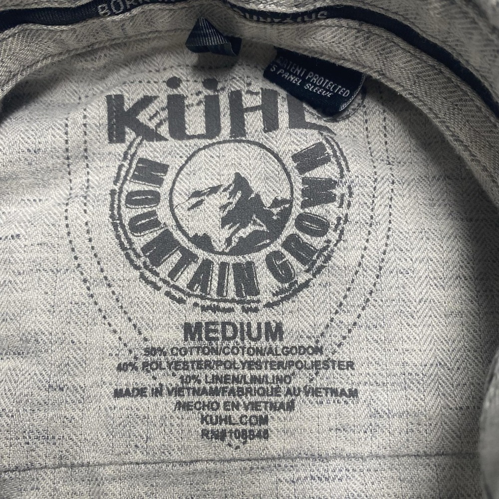 Kuhl Shirt Mens Medium Gray Herringbone Long Sleeve Button Up Pockets Casual - Picture 3 of 7